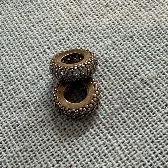 Pandora Yellow Gold Tone Pavé Rondelle Spacer Beads - Picture 2 of 4